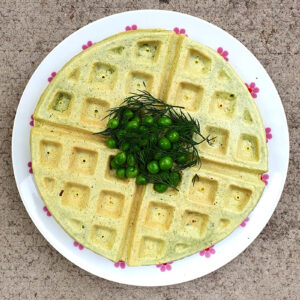 Green pea and dill waffle