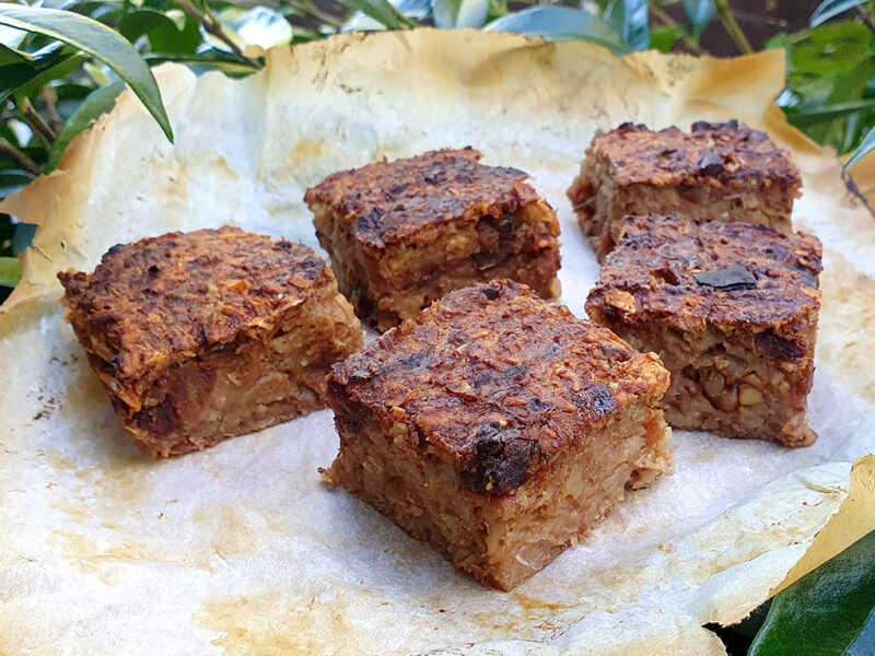 Walnut and date oat bars