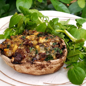 Chestnut and cheese stuffed mushrooms