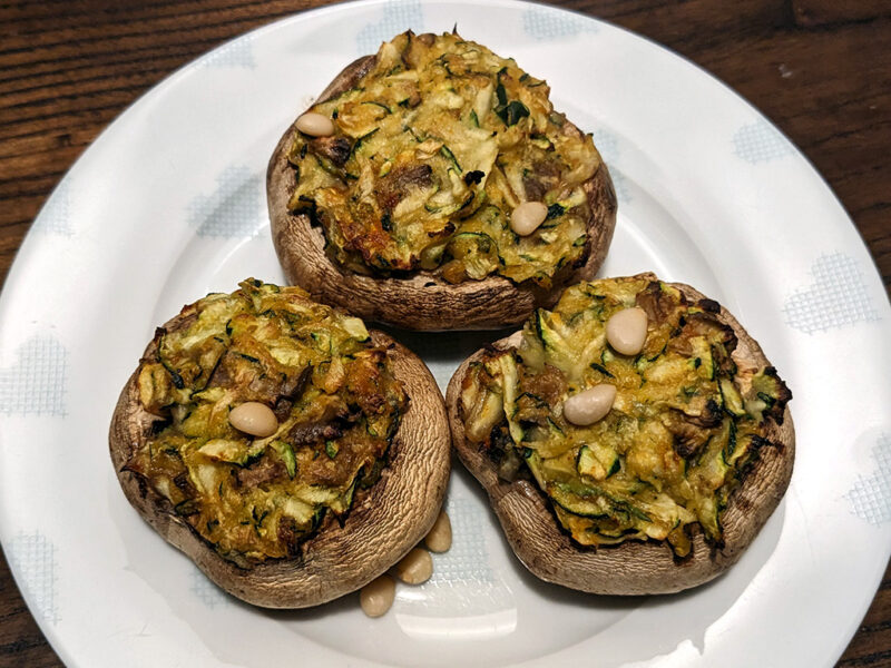 Courgette stuffed mushrooms