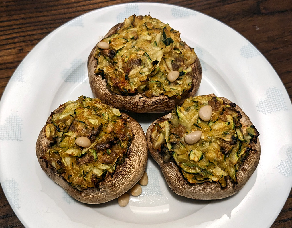 Courgette stuffed mushrooms