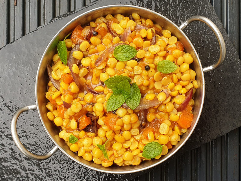 Tadka dal with sweet potatoes