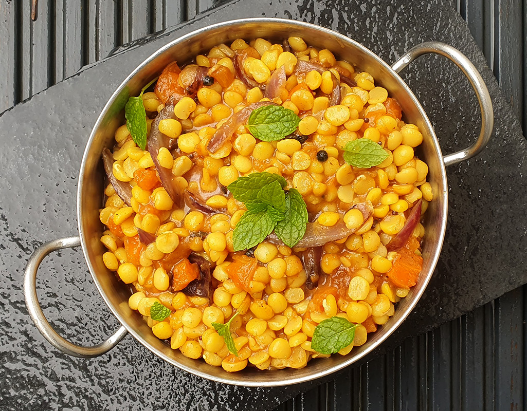 Tadka dal with sweet potatoes