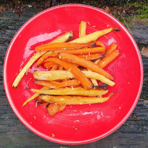 Honey and mustard roasted parsnips and carrots