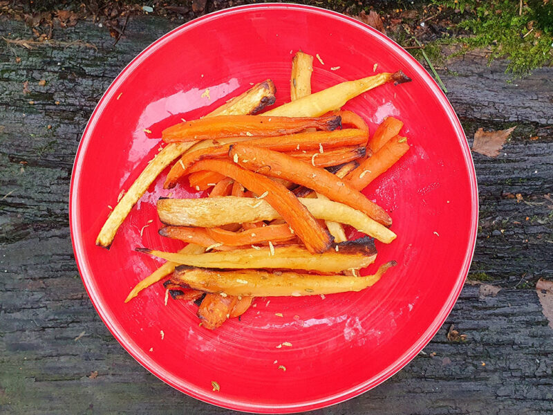 Honey and mustard roasted parsnips and carrots