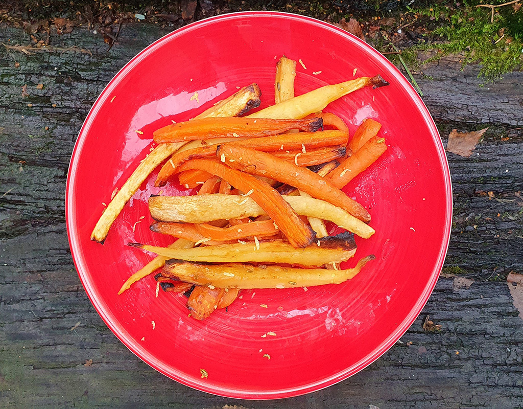 Honey and mustard roasted parsnips and carrots