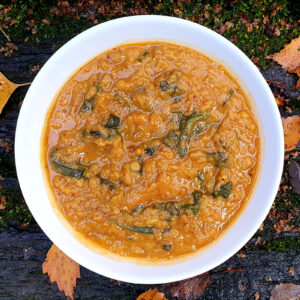 Red lentil and spinach dhal