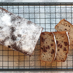 Banana bread with sour cherries