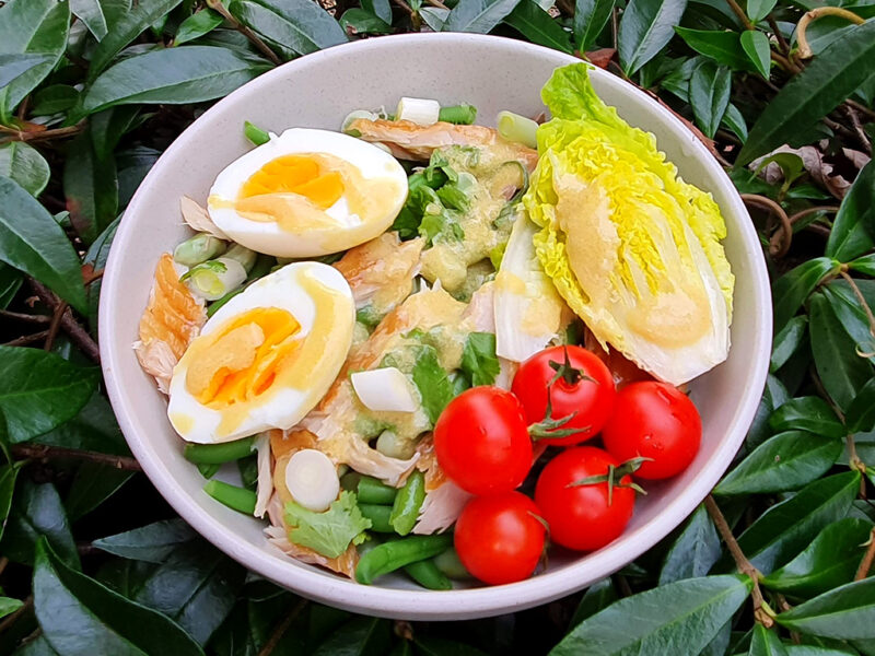 Smoked mackerel and bean salad