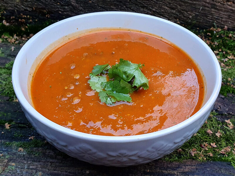 Spiced lentil soup with winter vegetables