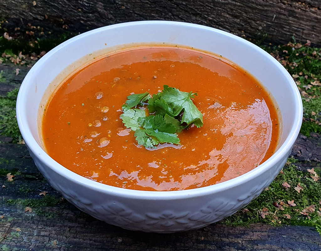 Spiced lentil soup with winter vegetables