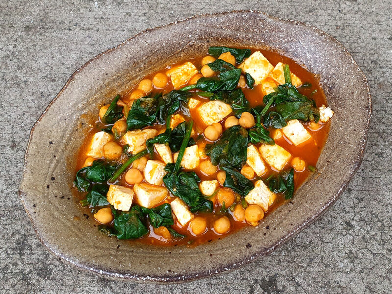 Squash and chickpea curry with tofu