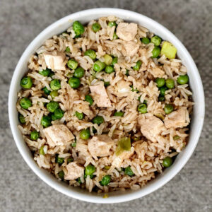 Tofu rice with green peas