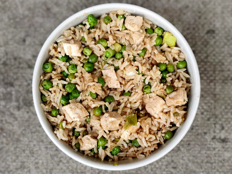 Tofu rice with green peas