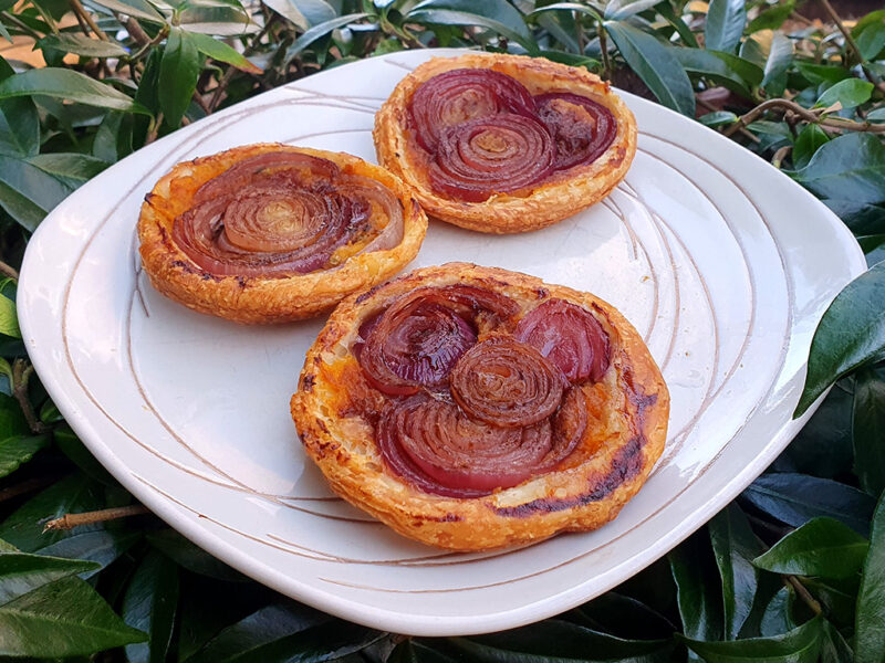 Upside down squash and onion tarts