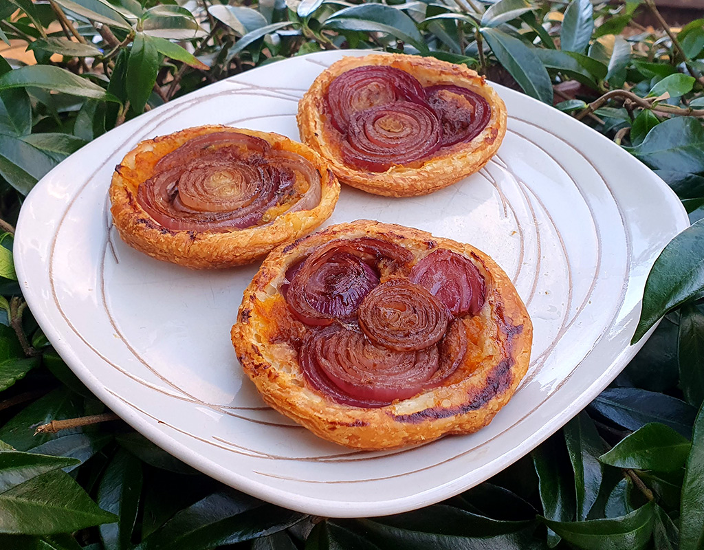 Upside down squash and onion tarts