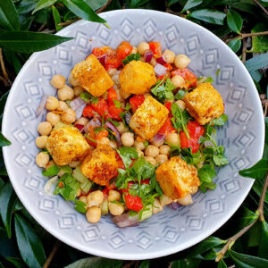 Chickpea and paneer salad