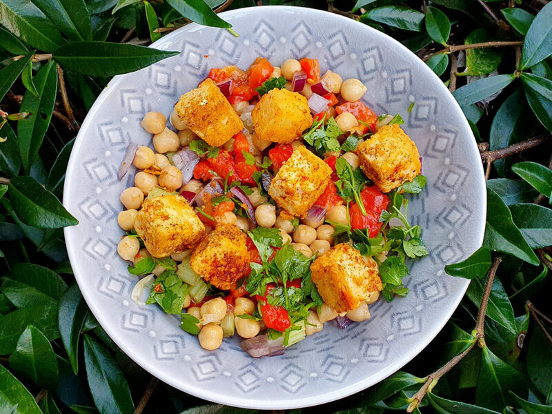 Chickpea and paneer salad