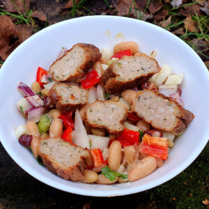 Sausage, fennel and beans salad