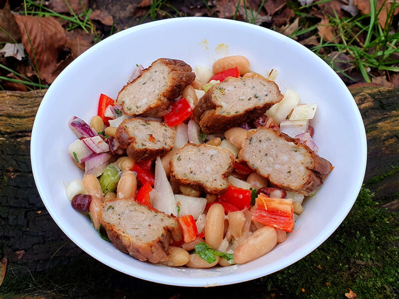 Sausage, fennel and beans salad