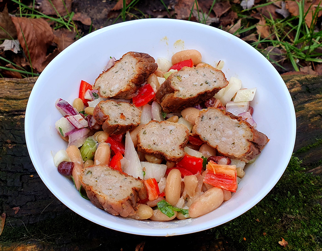 Sausage, fennel and beans salad