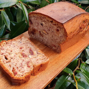 Banana bread with dates and hazelnuts