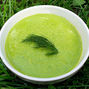 Broccoli, green pea and parsnip soup