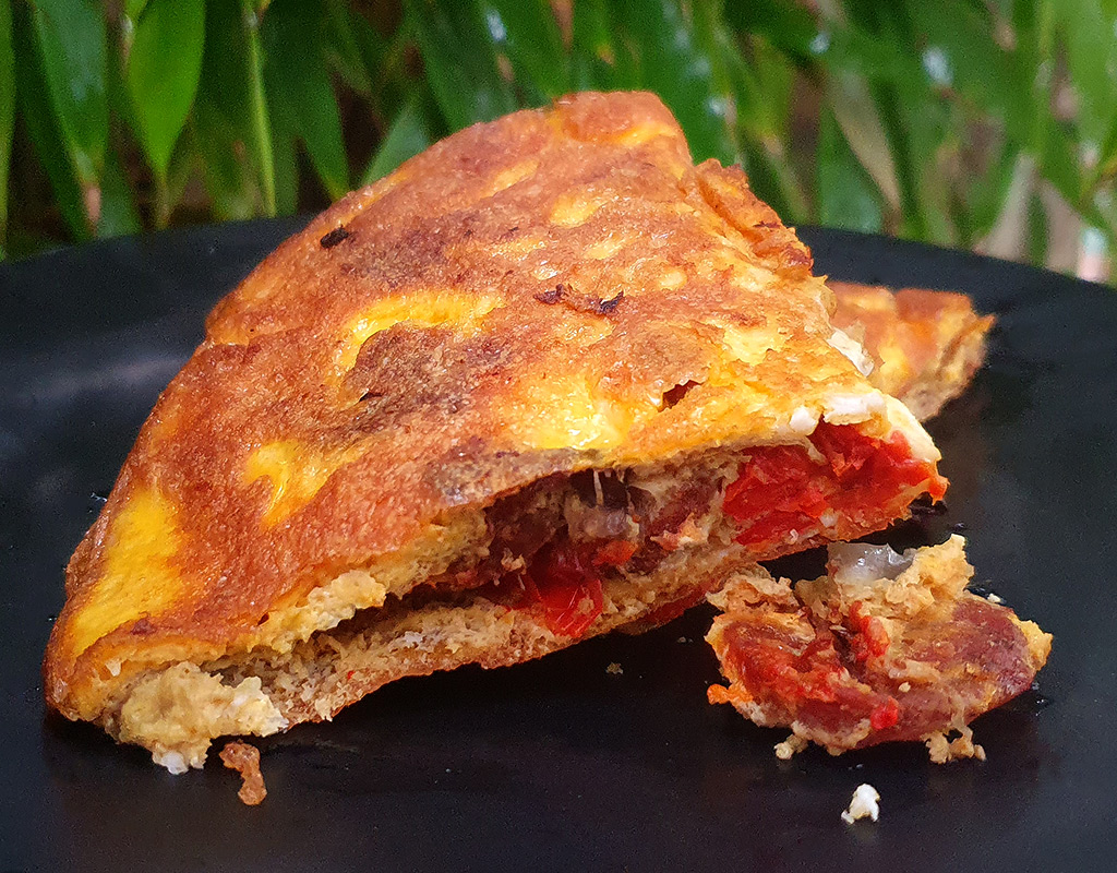 Chorizo and grilled pepper omelette