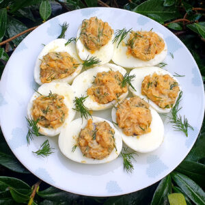 Devilled eggs with anchovy and dill