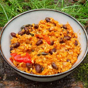 Rice with sweet potatoes and beans