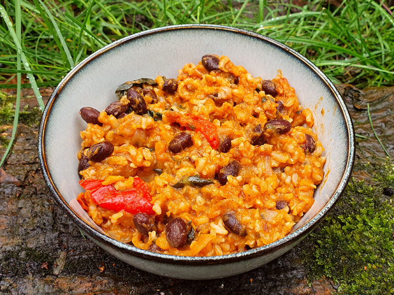 Rice with sweet potatoes and beans