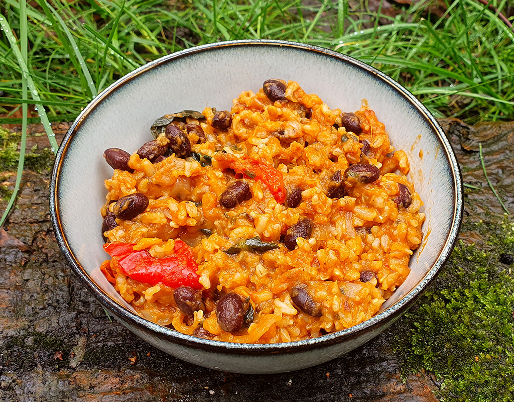 Rice with sweet potatoes and beans