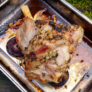 Roast lamb with anchovy, garlic and rosemary