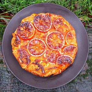 Upside-down blood orange and rosemary cake