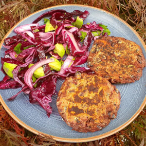 Black bean, carrot and beet patties