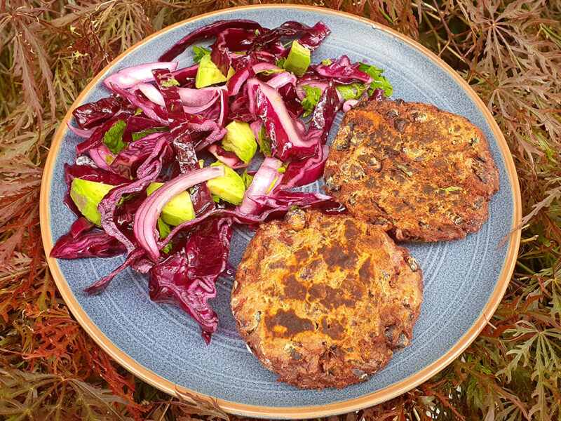 Black bean, carrot and beet patties