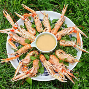 Langoustine in orange and ginger sauce