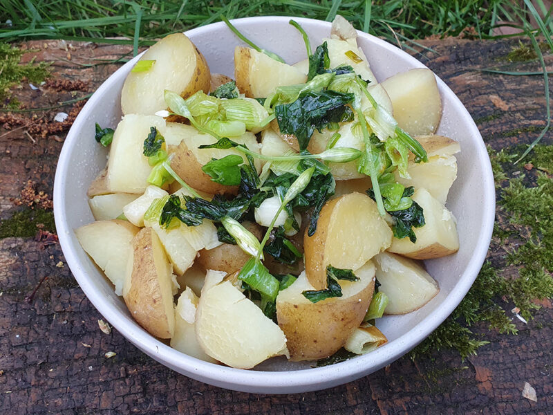 New potatoes with wild garlic