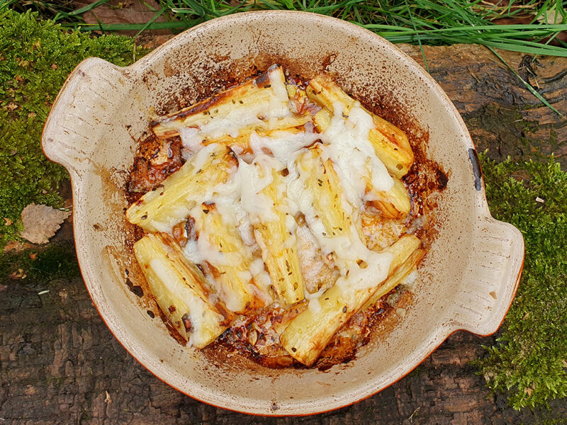 Roasted parsnip with honey and goat’s cheese