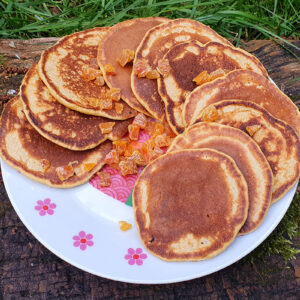 Spiced carrot and apricot pancakes