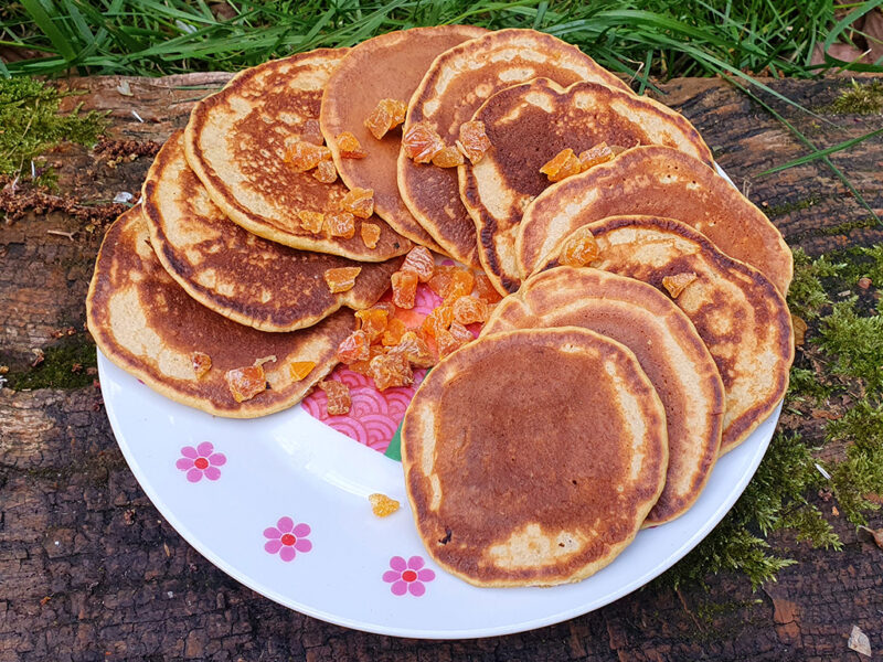 Spiced carrot and apricot pancakes