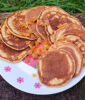 Spiced carrot and apricot pancakes