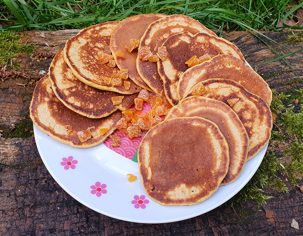 Spiced carrot and apricot pancakes