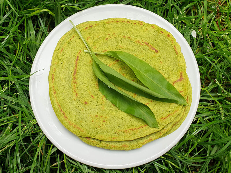 Wild garlic lentil wraps