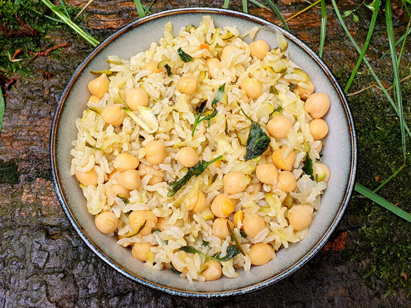 Courgette and chickpea rice