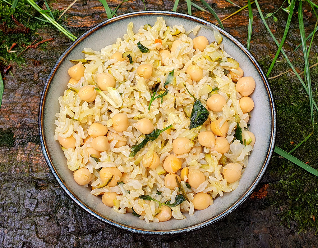 Courgette and chickpea rice