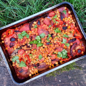 Mexican-style potato and chickpea bake