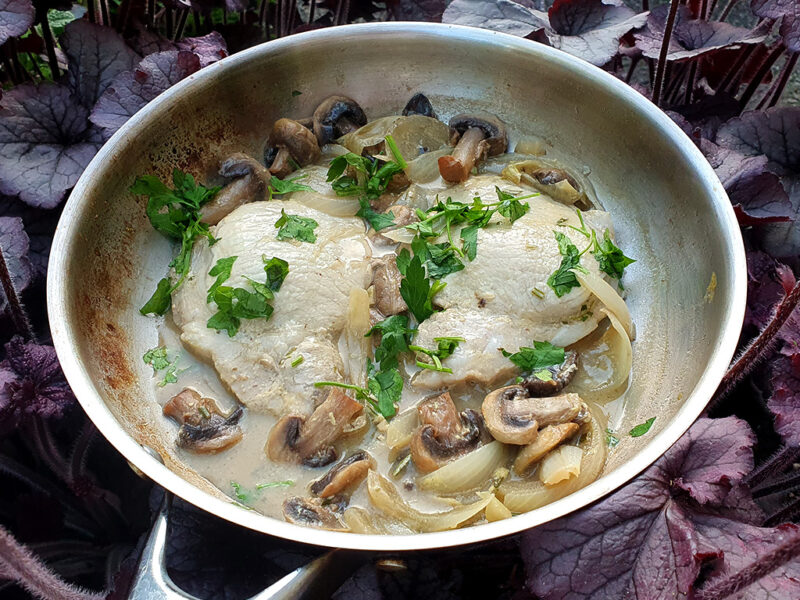 Pork chops with mushroom sauce