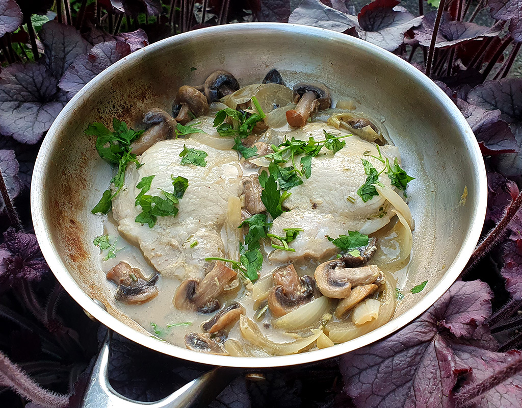 Pork chops with mushroom sauce