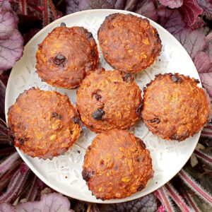 Vegan banana oat and chocolate muffin